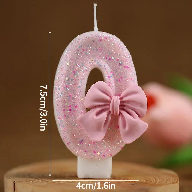 Number Cake Candle Pink Glitter Birthday Candle 1 2 3 4 5 6 7 8 9 3D Number Candle Cake Topper Birthday Party Cake Decor