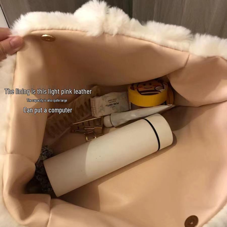 Eco-friendly Plush Tote Bag - Women's 2024 Autumn/Winter Fashion, Large Capacity, Single Shoulder