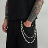 Mode Doppellagige Hosenkette Hip Hop Geschenk Strass Perlen Schlüsselanhänger Imitation Perle Hosen Jeans Kette Herren