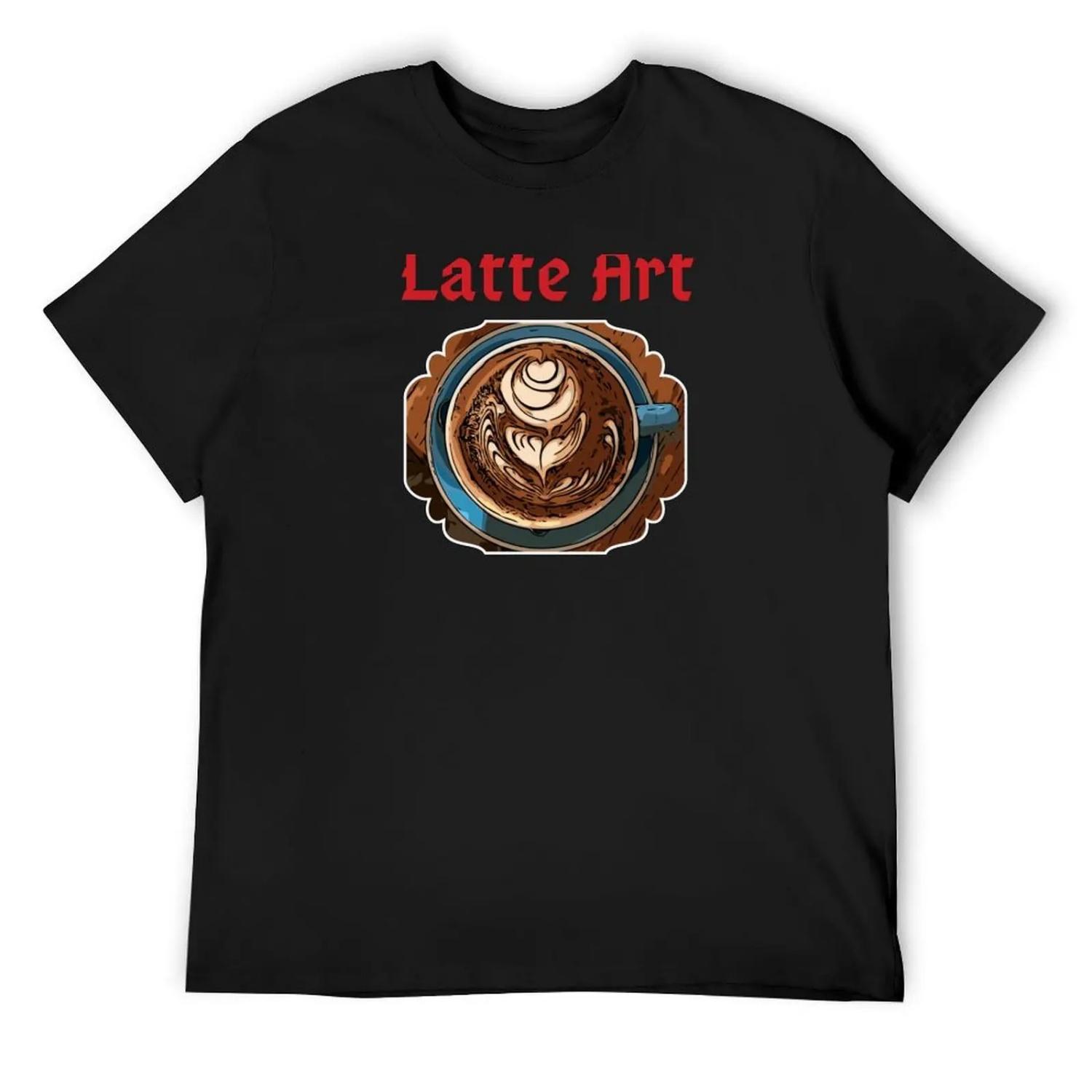 Coffee Latte Art T-Shirt shirts graphic street wear Man t-shirt oversizeds mens vintage t shirts S
