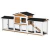 2 Tier Large Rabbit Hutch Outdoor With Double Side Run Boxes No Leak Plastic Tray Ramp 230 X 53 X 93.5cm White