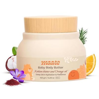 Maate Bebek Vücut Yağı (150 gram) | Saf Kokum Yağı, Shea Yağı, Portakal & Safran Yağı ile Zenginleştirilmiştir | Çocuklar İçin Bebek Vücut Yağı 0-12 yaş