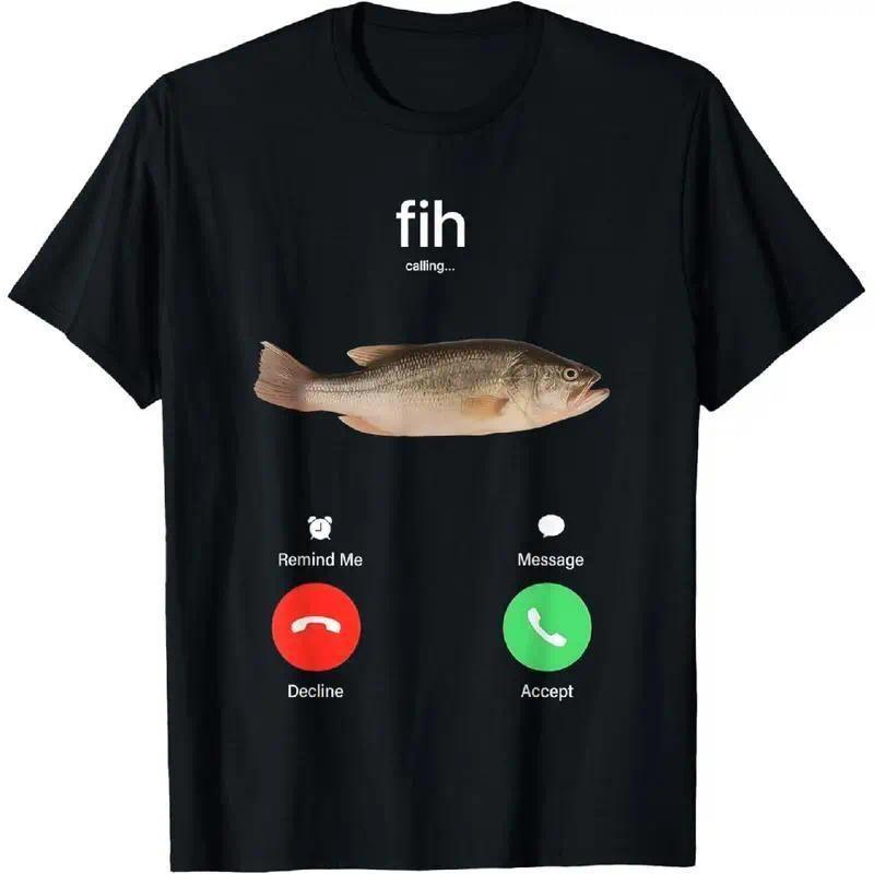Fih Звонок Напомнить Отклонить Принять Телефонный Звонок Рыба Графика Унисекс Футболка S разноцветный