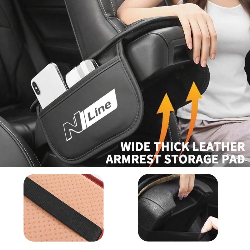 For Hyundai Leather Car Armrest Mat Storage Bag Center Console Protective Pad Accessories N Line i20 i30 Sonata Tucson Azera CC4