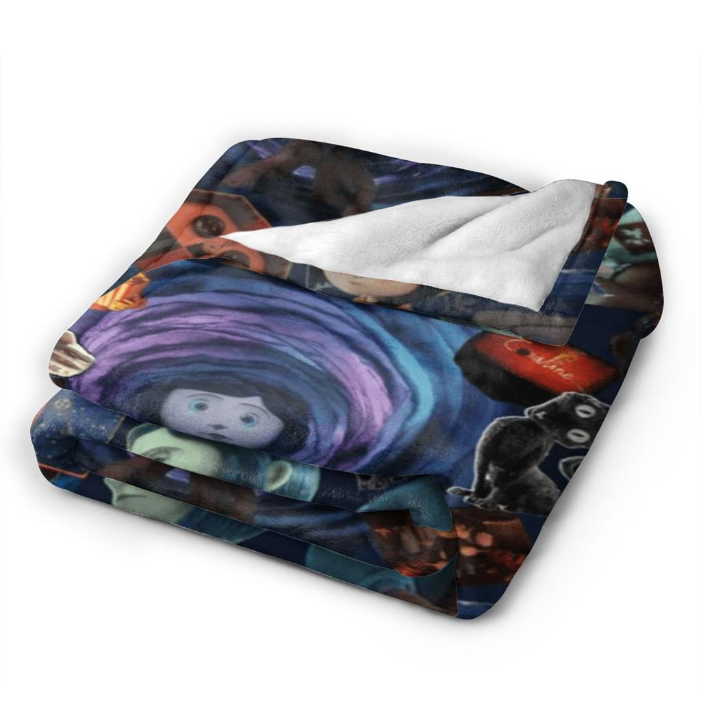 Cozy Blanket Travel Car Horror Cartoon C-Coraline Bedding Throws Novelty  Bedspread For Living Room