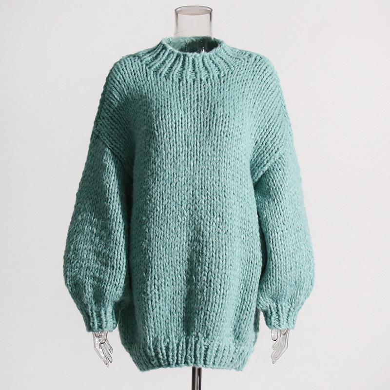 Elegant 2026 Autumn Batwing Sleeve Knit Sweater: Fashionable Loose Fit, Solid Color, Round Neck Pullover for Women