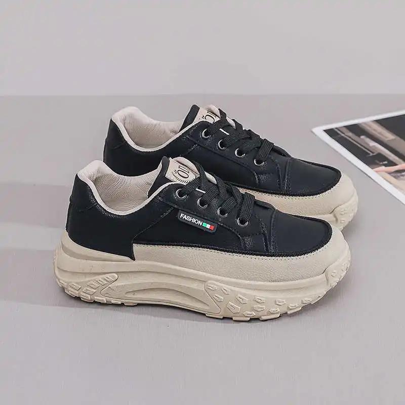 Fashion Height Increasing Normal Leather Tennis Female Shoes Brands For Woman Colorful Sneakers Sports Casuals Overseas Trending