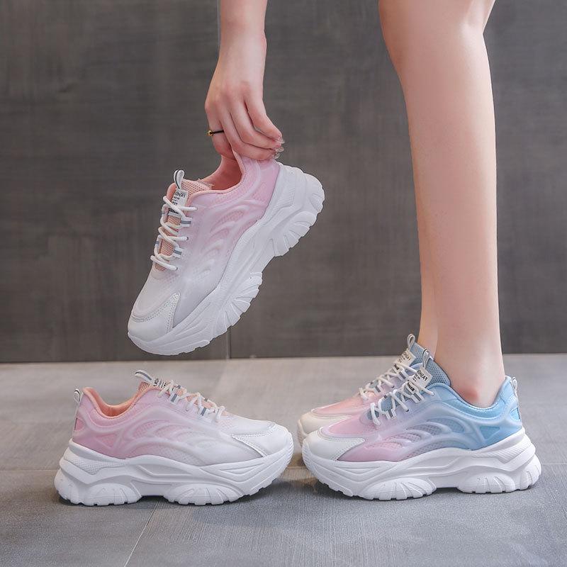 Summer Breathable Sports Shoes for Women and Women's New Mesh Versatile Casual Height-increasing Dad and Son Women's Shoes