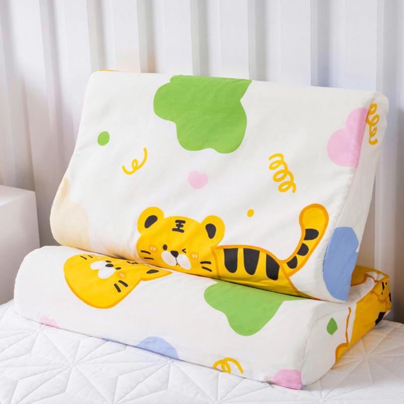 1pc Soft Skincare Cotton Latex Pillowcase Bedroom Memory Foam Curved Sleeping Pillow Case Cartoon Washable Bed Supplies Decor