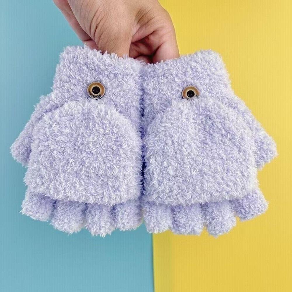 

Solid Color Half Finger Gloves Windproof Flip Gloves New Kids Warm Gloves Kids 4