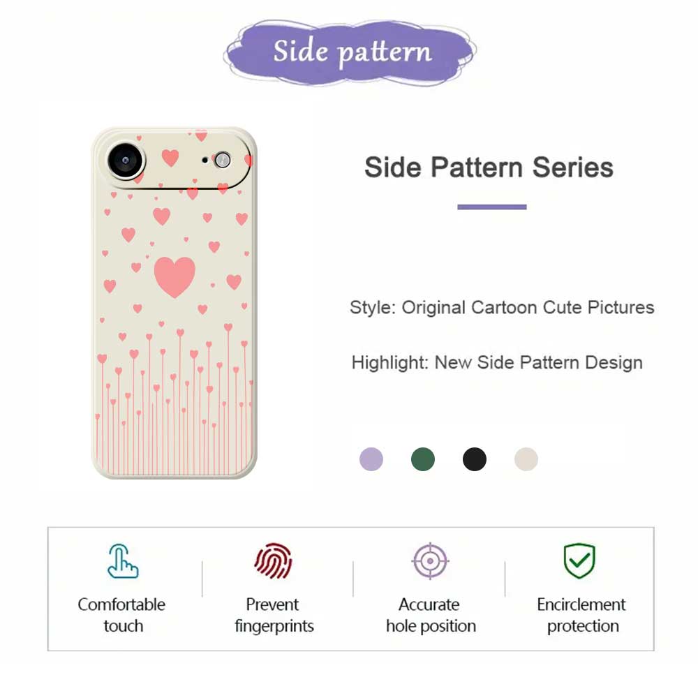 For iPhone 17 Air Case Pink Love Pattern Printing Straight Edge TPU Phone Back Cover