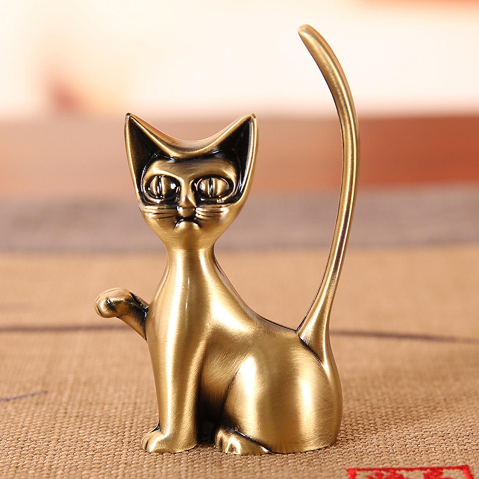 

Статуэтка кошки держатель колец ювелирное искусство портативная скульптура животного универсальный дисплей Single Leg Raised