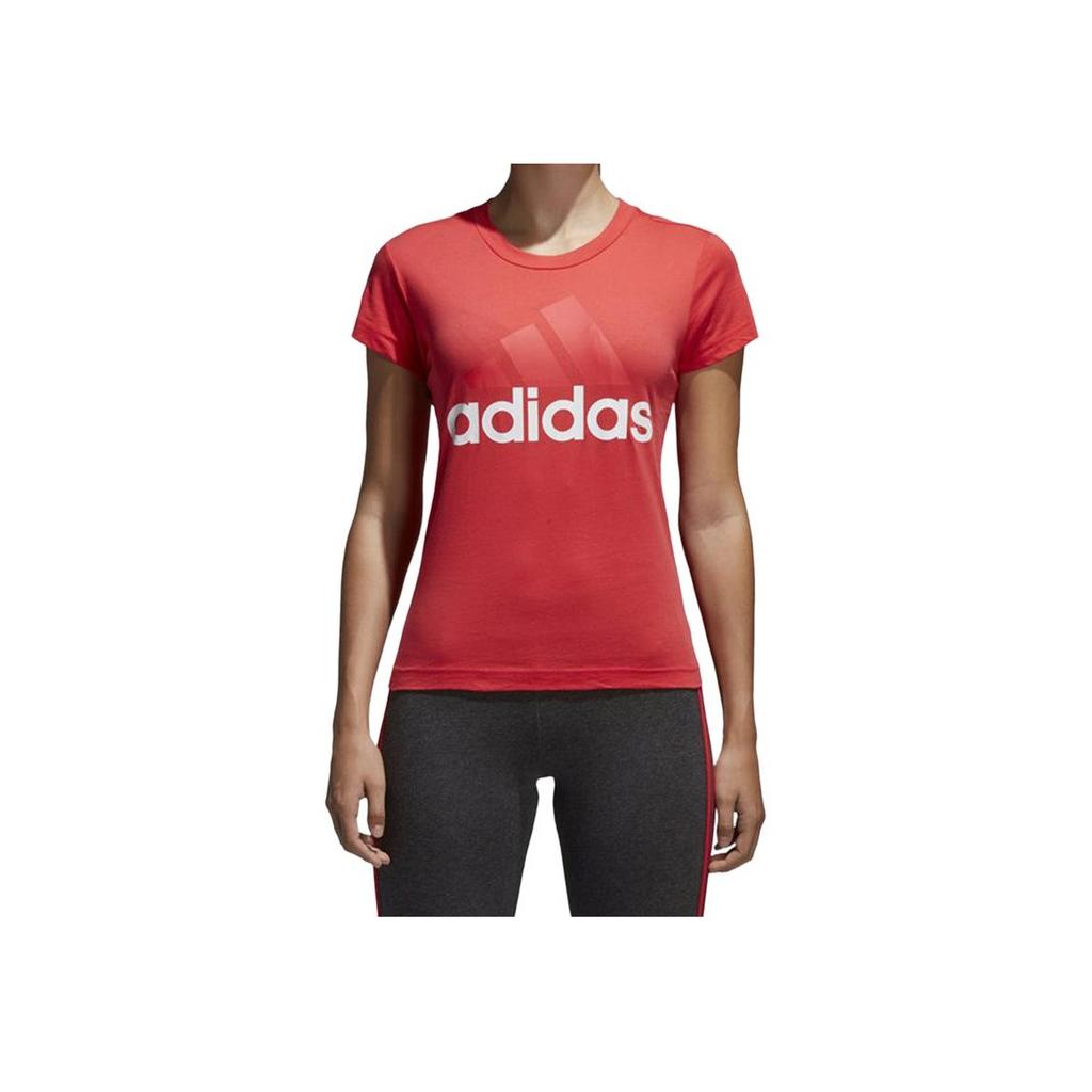 Adidas Classic Big Logo Print Short Sleeve T-Shirt Women Tops Natural-Coral-Pink CF8822