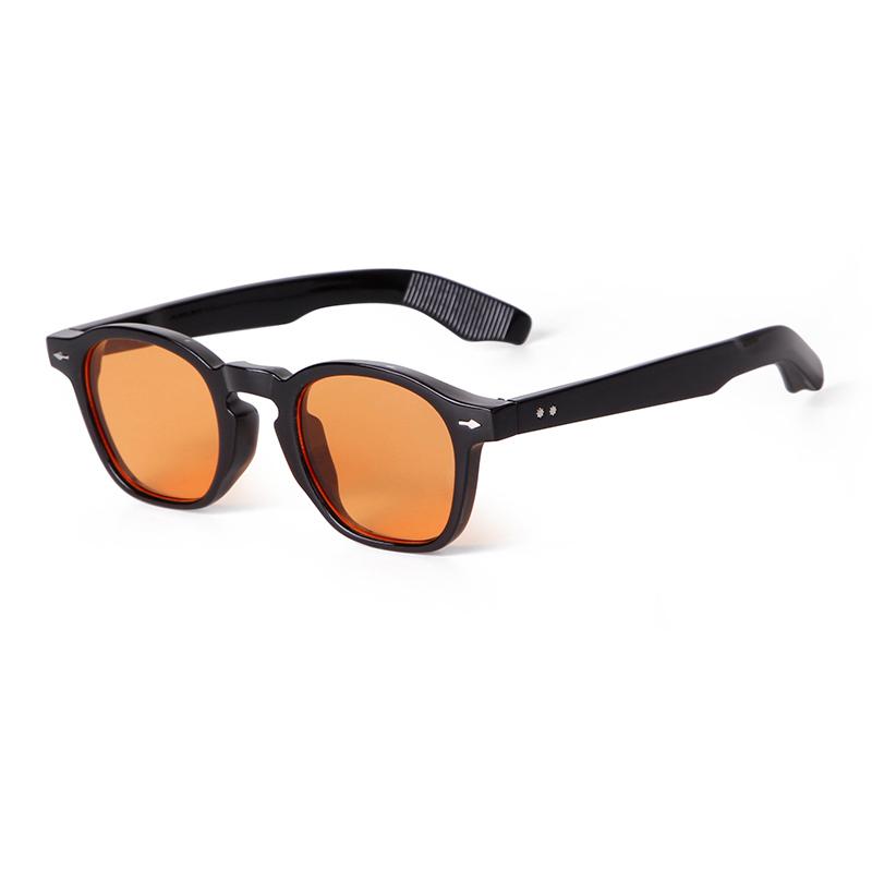 Trendy Retro Yellow Orange Square Sunglasses Women Men Luxury Designer Vintage Rivet Frame Sun Glasses Classic Green Shades