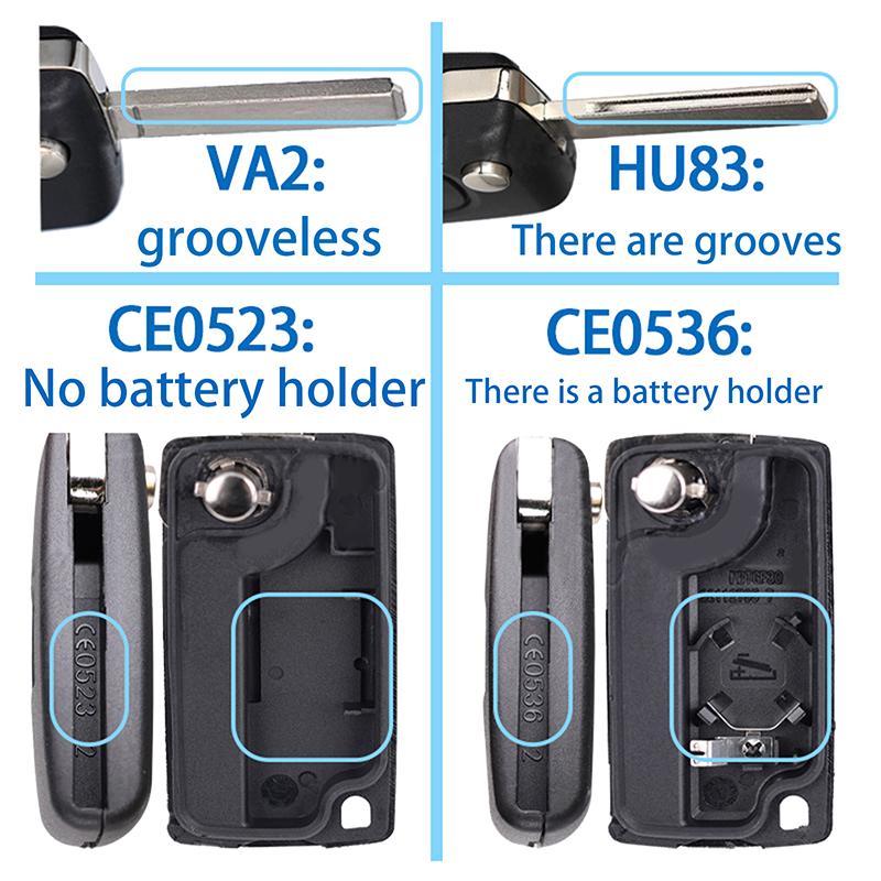Car Key Shell Replacement Shell For CitroëN Folding Remote Control Car Key Shell Hu83 Va2 Ce0523 Ce0536