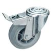WOLFPACK PROFESSIONAL LINE - Gray Rubber Industrial Wheel Through with Brake 100 Mm.