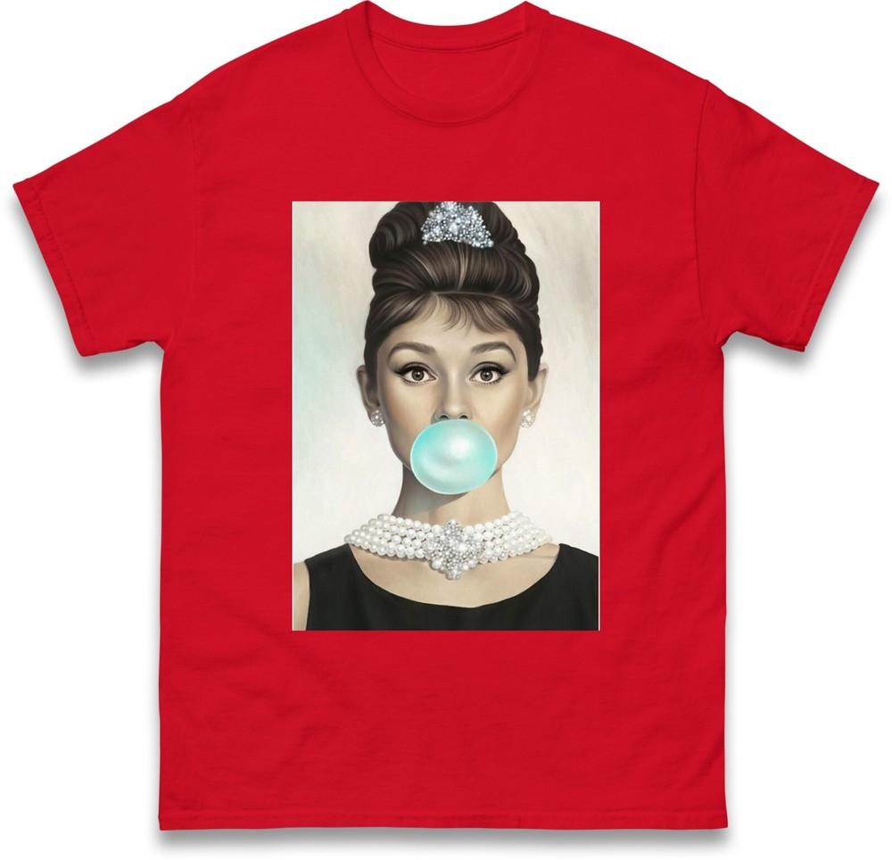 Audrey Hepburn Tshirt Bubblegum Breakfast At Tiffanys White Classic Movie Gift S