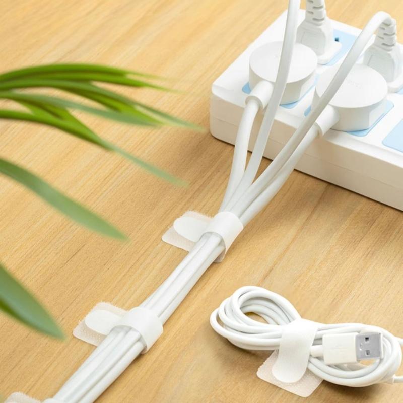 Adhesive Velcro with zip ties for secure storage wall mounted cable organizer computer cable clip network cable sorting