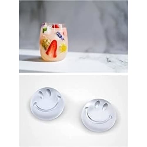 OKSANO Lächelnde Eiswürfelform mit Löchern, Perfekt für Eiskugeln, Runde Eiswürfel, Bier, Tee, Alkohol, Snacks und Eis. Niedliche Lächeln-Form, Enthält 2 7-