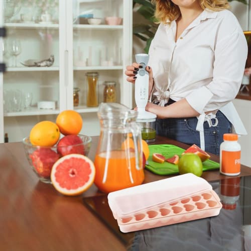 Gevrkjenp Heart-Shaped Ice Cube Tray, Heart Ice Cube Shape - Heart-Shaped Ice Tray for Freezers, 24-Grid Ice Tray with Lid for Easy Removal, Mini Hear