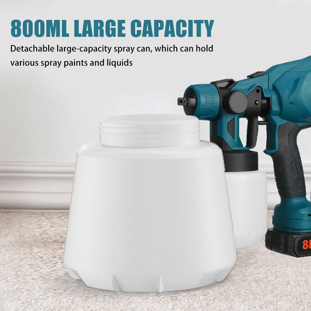 1500W 800ML 88VF Pistola elétrica sem fio com 3 bicos de controle de fluxo Aerógrafo Pulverizador de tinta de alta potência