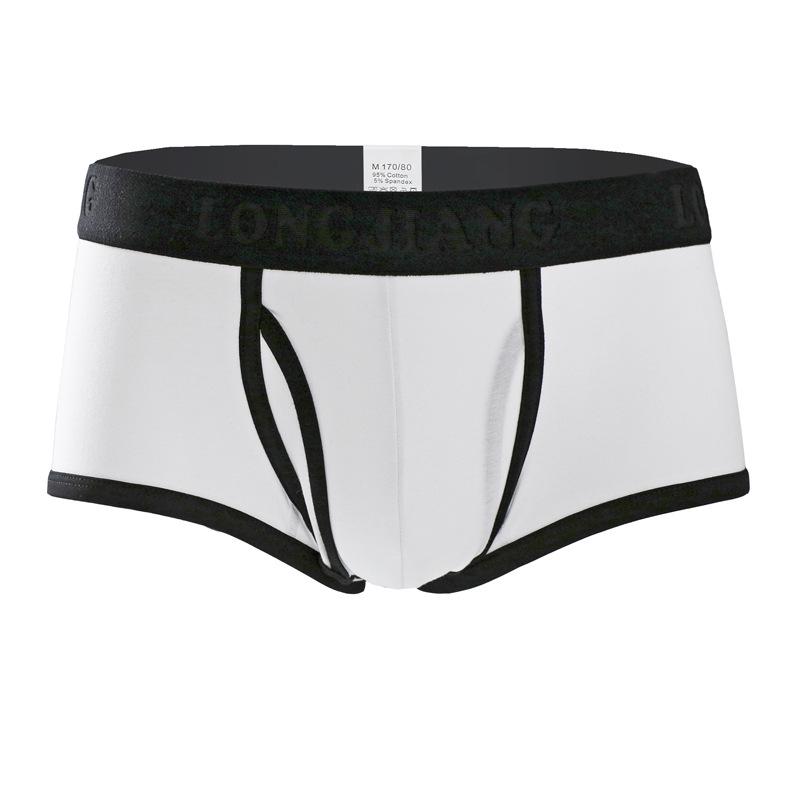 Longjiang Men's Mid-Rise Side-Opening Boxer Briefs - Solid Color, Breathable, U-Shaped