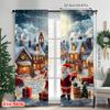 2pcs 2D Flat Printing Christmas Window Drapes Father Christmas11 Versatile Fabric Without Electricity Festive Holiday Perfect