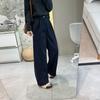Soft Satin Denim: Women's Warm Wide-Leg Fleece Pants for Autumn/Winter - Stretchy, Thickened, Slimming, Straight Leg.