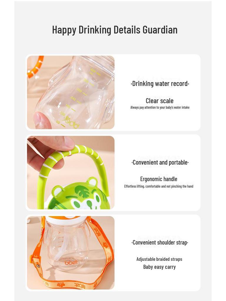 Kubek ze słomką Tygrys z tworzywa Tritan dla dzieci - Duża pojemność, Uroczy design