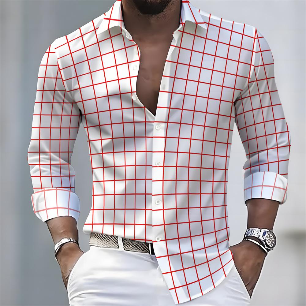 Men's Striped Long-Sleeved Shirt - Stylish, Business Casual, and Comfortable Men's Top, Suitable for Various Occasions.