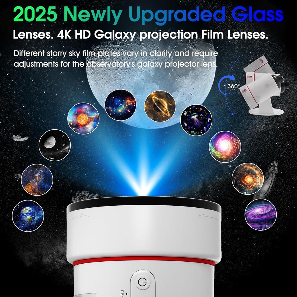 Galaxy Projector,Upgraded 4K HD Star Projector Lens,10 Realistic Nebula Scenarios Room Lights,Timer off Controls 8-Color Night Light for Bedrooms Home