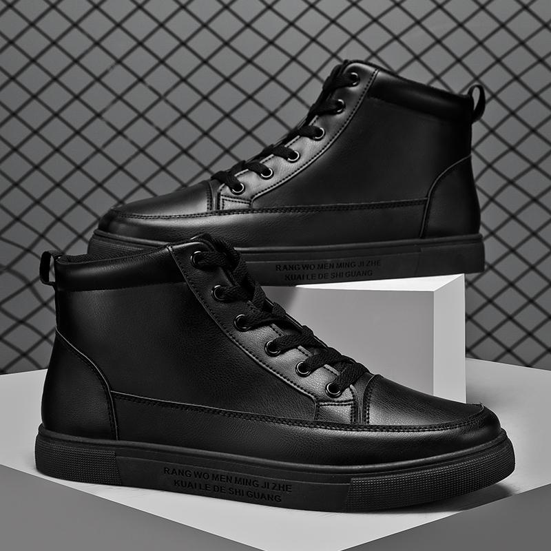 Par Sportskor Läder Casual Plattformsneakers för Kvinnor Höga Toppar Herrskor