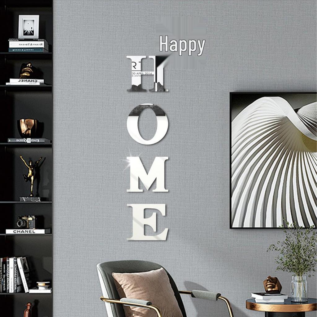 Englische Buchstaben "HOME" 3D Schmetterling Acryl Spiegel Wandaufkleber - Selbstklebende DIY Dekoration für Wohnzimmer.