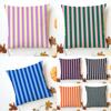 Casual Bright Two Color Vertical Stripes Cushion Cover Washable Linen Pillowcase Soft  for Sofa Bed Cozy Home Room Decor