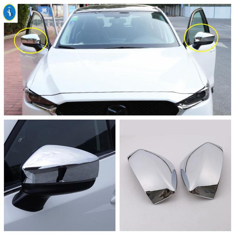 Auto Door Rearview Mirror Shell Cover Decor Cap Trim For Mazda CX-5 CX5 2017 -  Chrome / Carbon Fiber Exterior Accessories