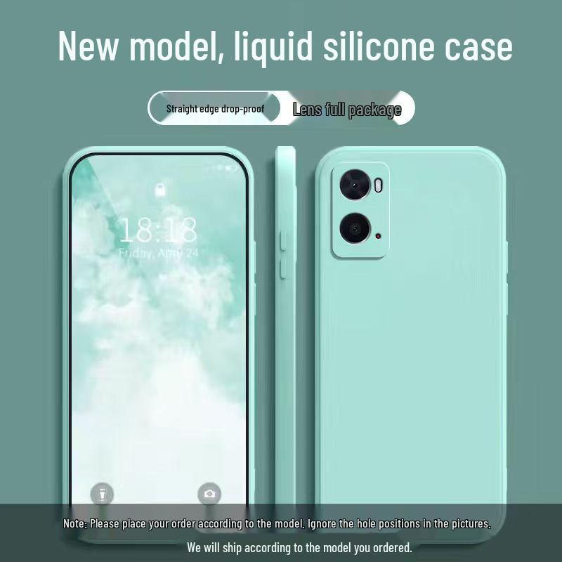 OPPO A96 4G Solid Color Drop-Proof Silicone Case with Soft Edges