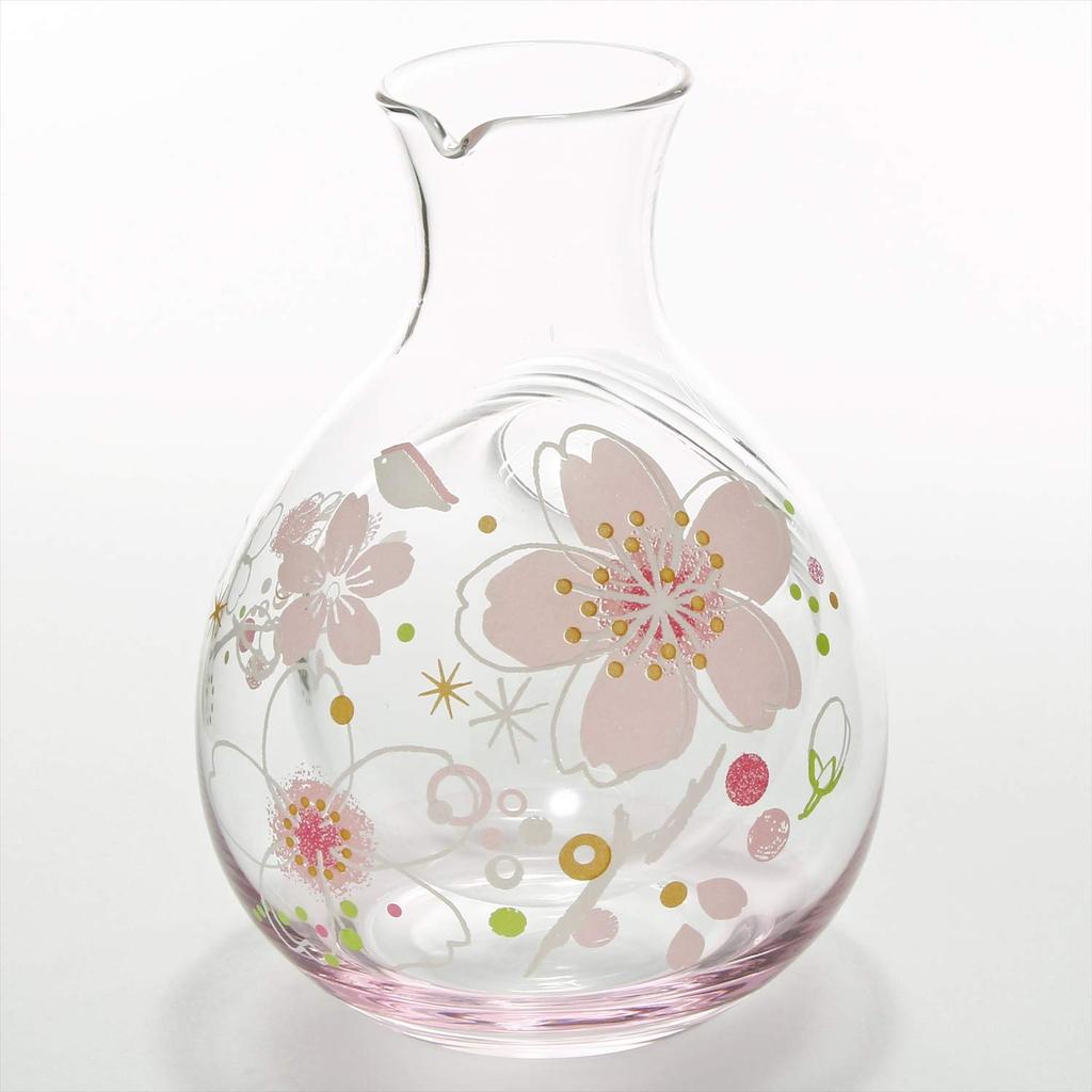 Otsuka Glass Usu Sakura Glass Carafe 47P112, Clear, Approx. Diameter 3.8cm X Width 9.4cm X Height 12.5cm