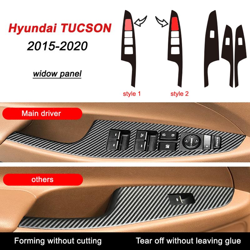 For Hyundai Tucson 2016-2021 Interior Central Control Panel Door Handle 5D Carbon Fiber Stickers Decals Car Styling Accessorie
