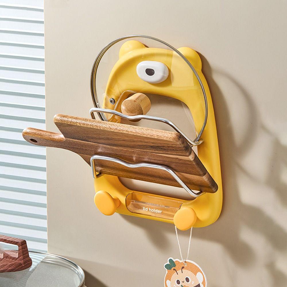 Practical Suction Cup Pot Lid Holder Wall Mounted Multi-Layer Pan Cover Storage Holder Punch-Free Pot Lid Rack