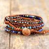 Natural Lapis Lazuli Leather Cord Woven Creative Multi-layered Bracelet, Women's Jewelry.