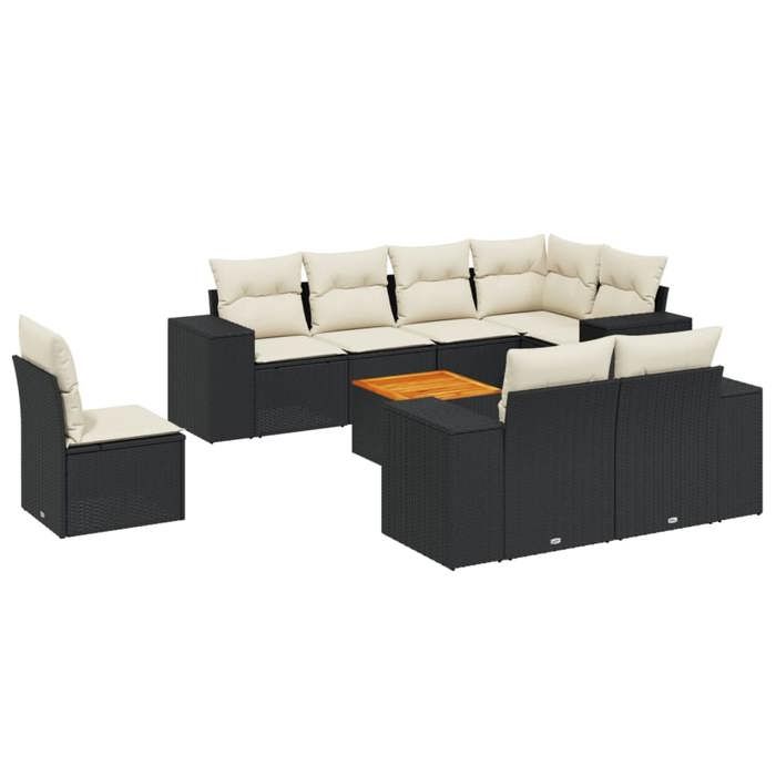 VidaXL Garden Lounge Set with Cushions 9 Pcs, Patio Sofas, Patio Furniture Set, Outdoor Furniture, Black 3257869