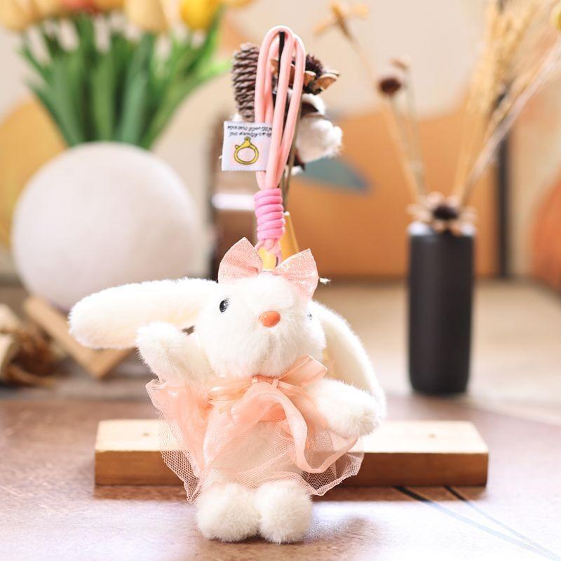 Plush Rabbit Keychain With Soft Short Pile For Kids And Bag Decor