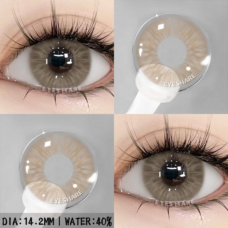 1pair Gray Color Contact Lenses For Eyes Colored Lenses Blue Lenses Natural Colorful Brown Contact Lenses Yearly Use
