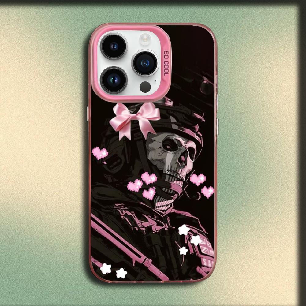 COD Call Of Duty G-Ghosts Phone Case For iPhone 16,15,14,13,12,11,Mini,Pro,MAX Pink Matte Silicone Cover iPhone12mini