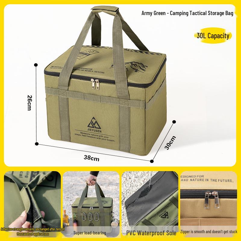 Portable Camping Gear Storage Bag with Anti-Collision Protection for Cookware, Tableware, Gas Canisters, and Accessories