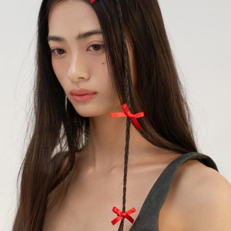 

FANTASTIC PLANET [2SET] petit ribbon hair pin (5colors) PINK