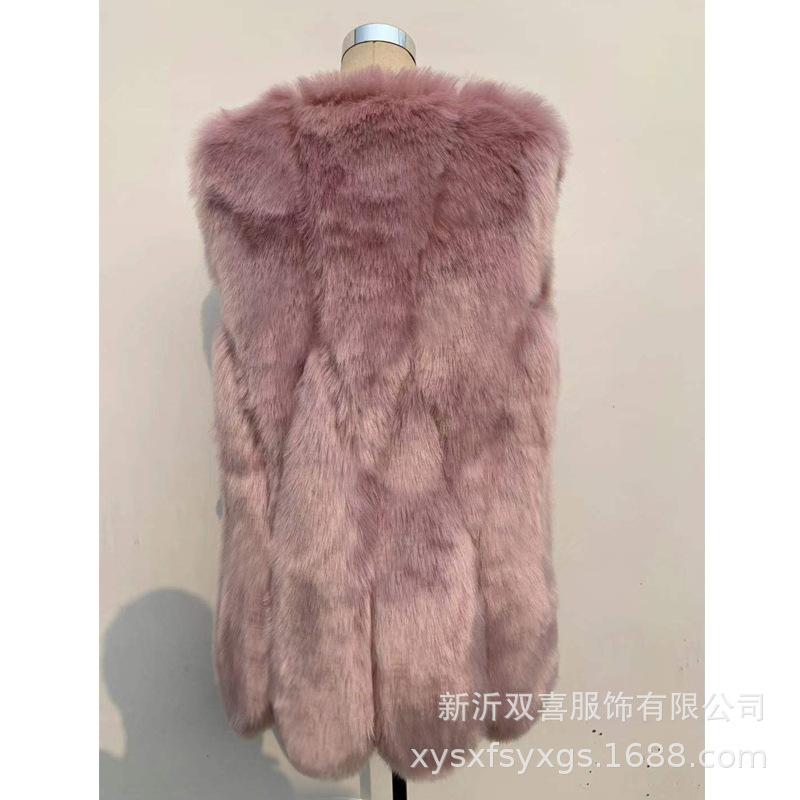 Haining fur winter new warm fur vest women's medium and long Korean version slim-fitting imitation fox fur coat