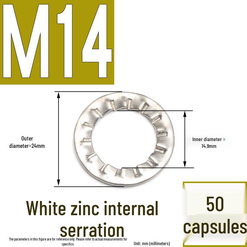 304 Stainless Steel External & Internal Tooth Lock Washer, Anti-Slip, Anti-Loosening, Size M6-M30