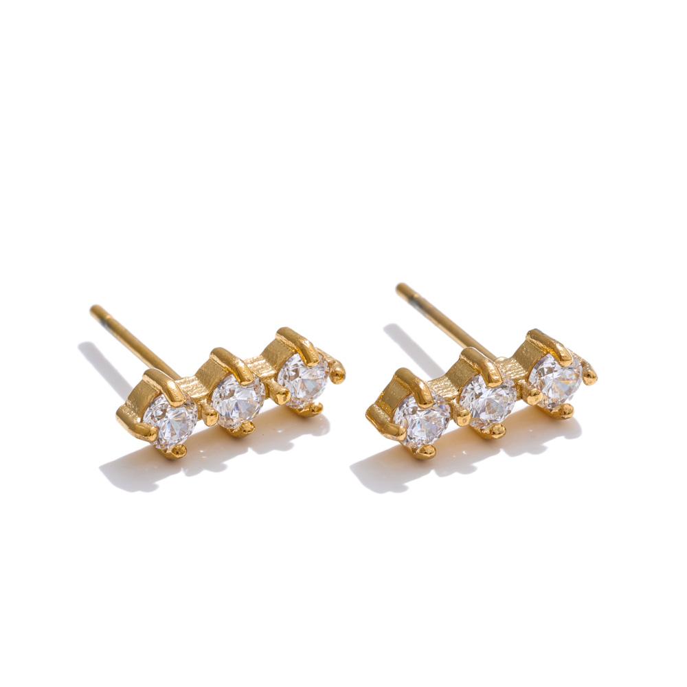 

Yhpup High Quality Shiny Cubic Zirconia Daily Stud Earrings for Women Stainless Steel Delicate Popular Versatile Jewelry Gift