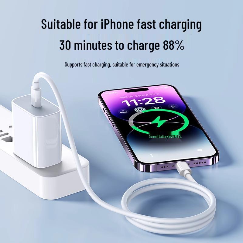 Apple-Compatible PD 30W Charger for iPhone 18/14 Pro Max & Tablets - Fast Charging Cable Included
